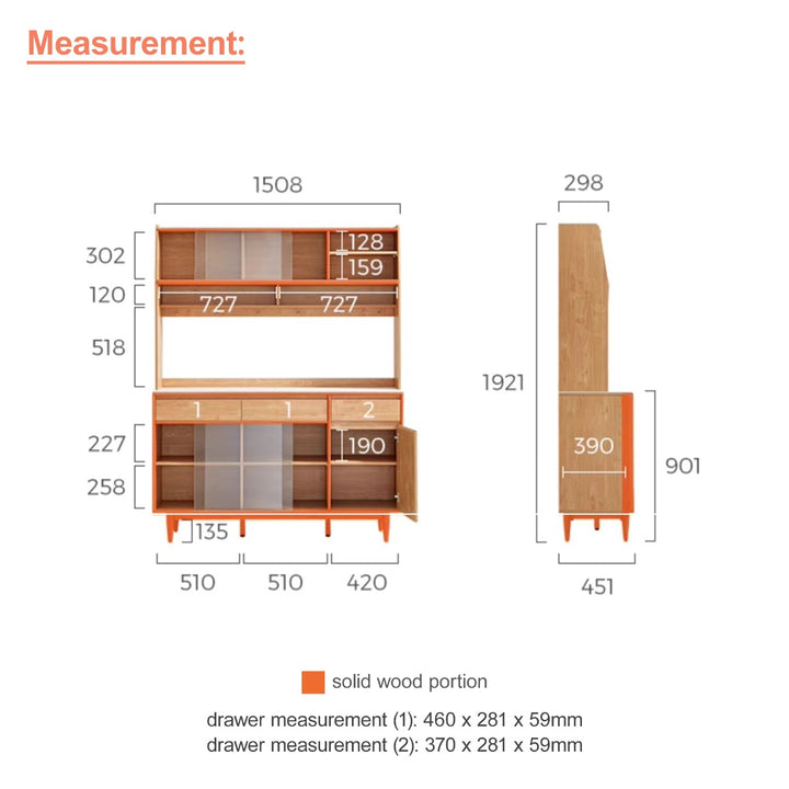 JOSHUA 150cm Wood Color Sideboard Set