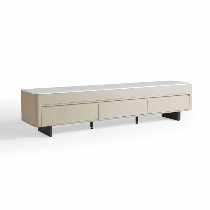 VEYRON Modern Pearl White TV Stand with 3 Drawers