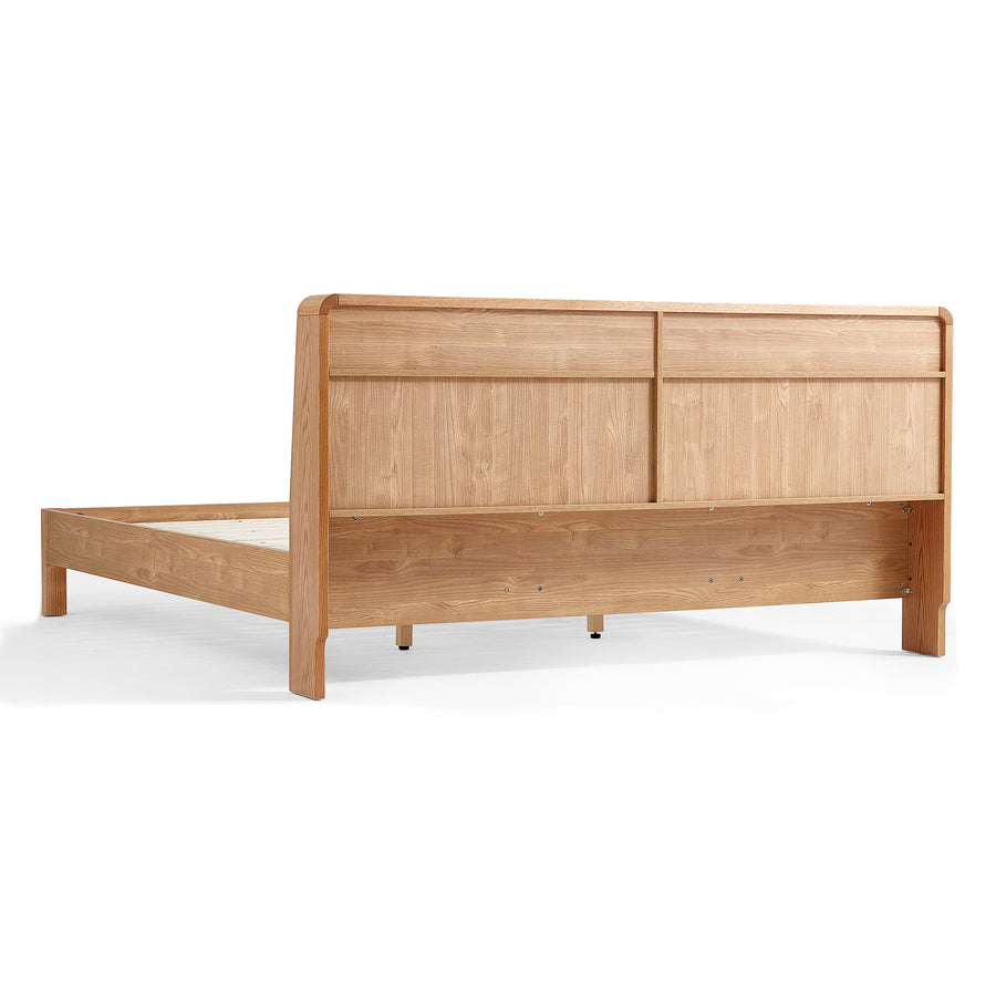 JULIOH Natural Oak Storage Queen Bed