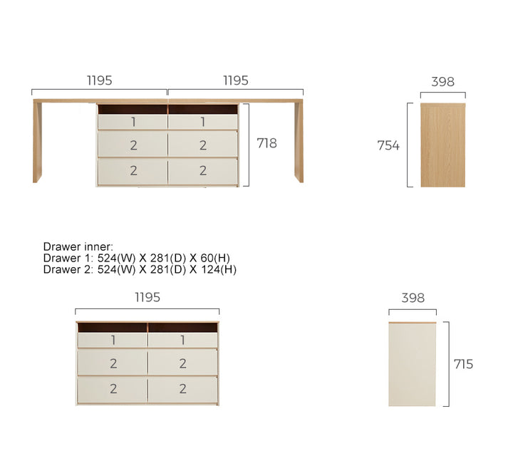 ESTONIA Six Drawer Cabinet and Two Dressing Table