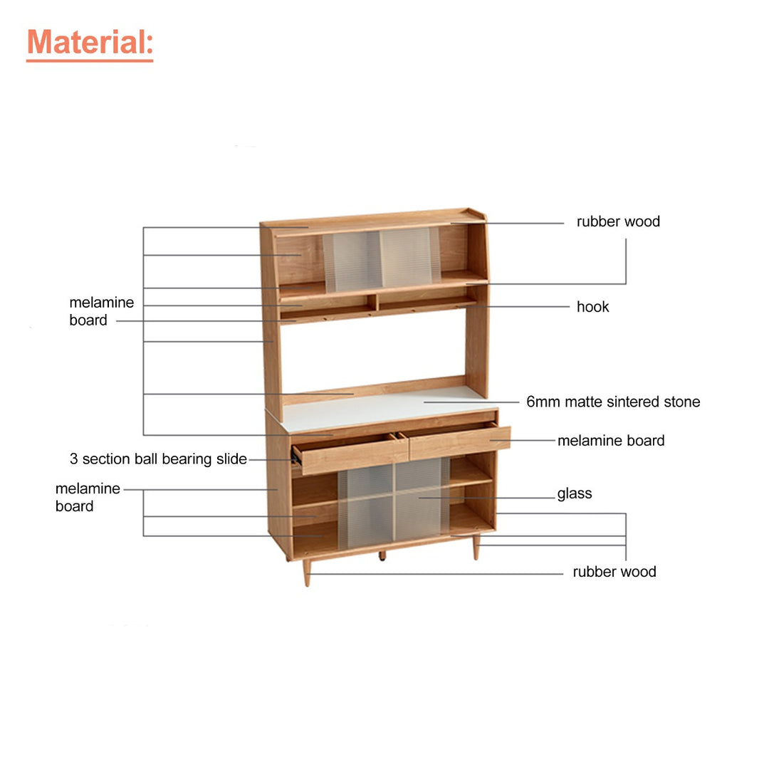 JOSHUA 120cm Wood Color Sideboard Set