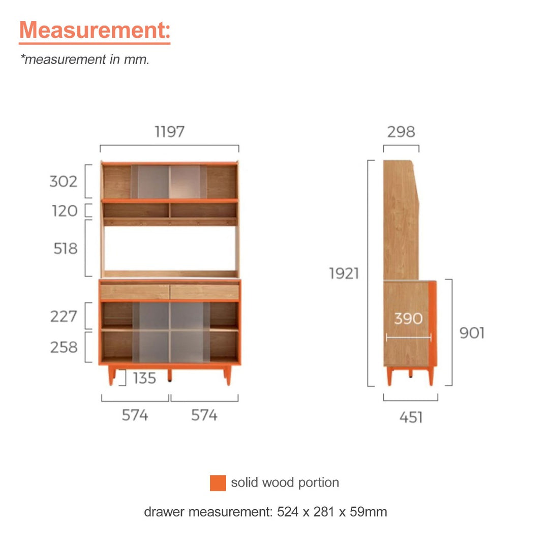 JOSHUA 120cm Wood Color Sideboard Set