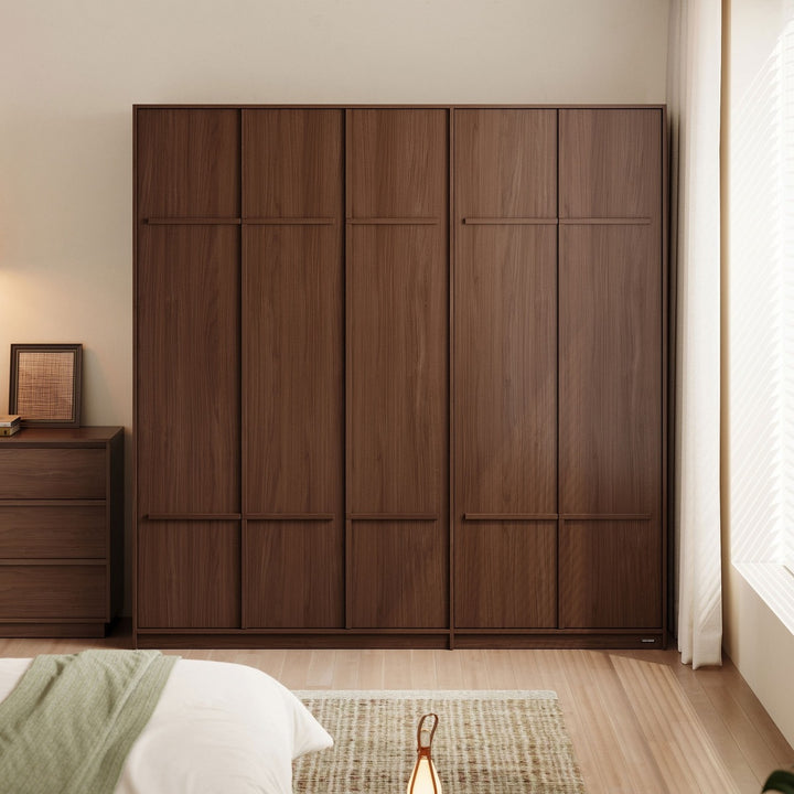 KRISTINA 200cm Five Door Walnut Color Wardobe