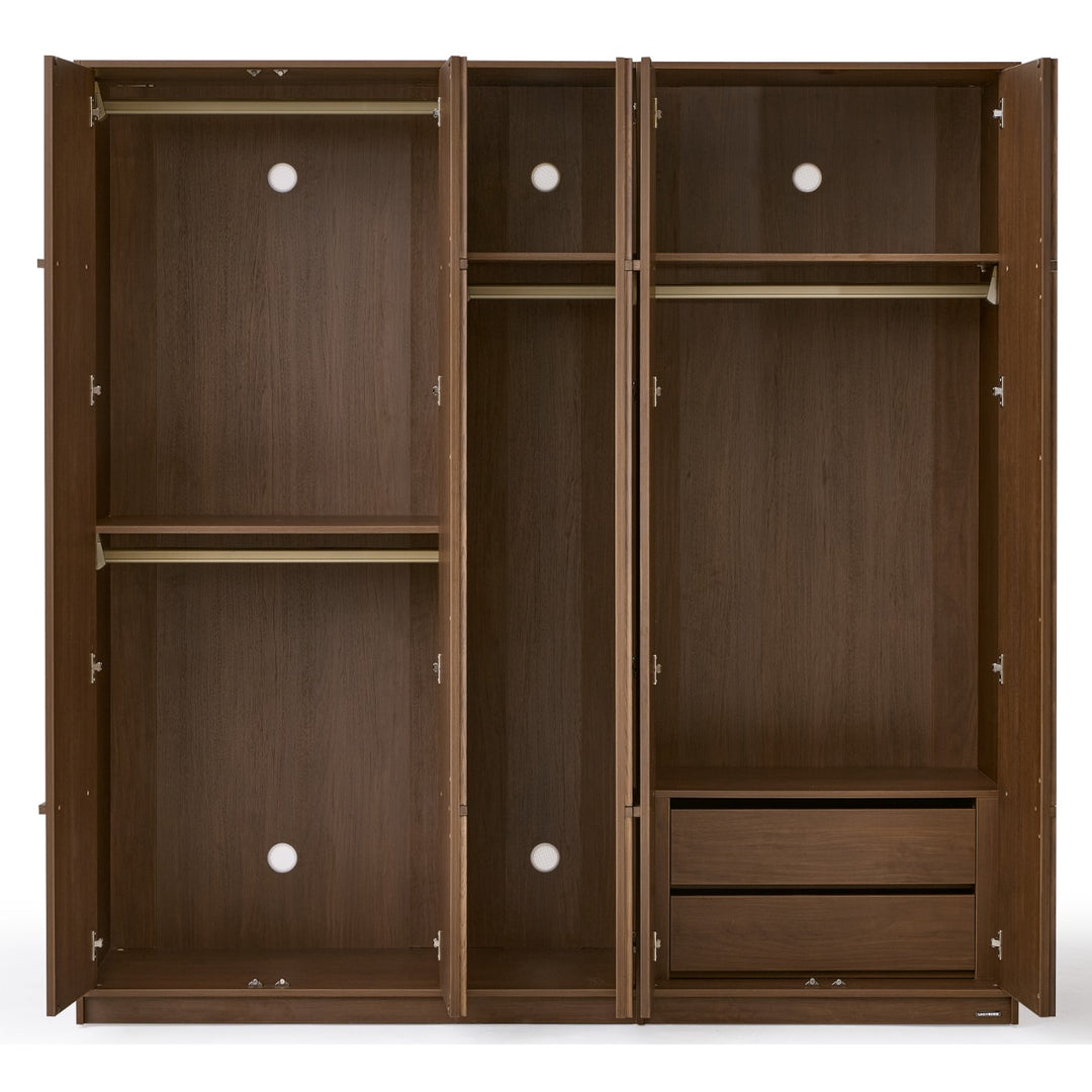 KRISTINA 200cm Five Door Walnut Color Wardobe