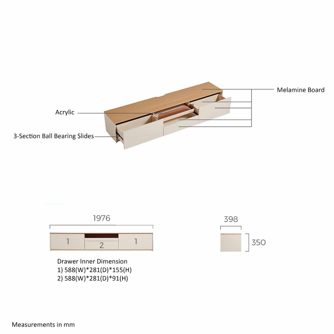 ESTONIA 2m Wood Color TV Stand