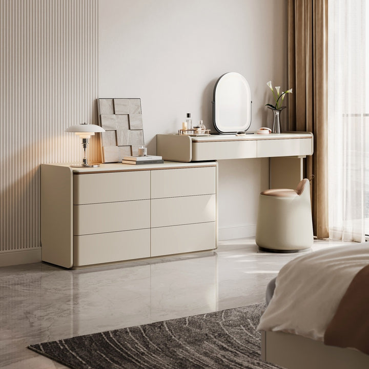 KIERAN Grey 6 Drawer Vanity Table