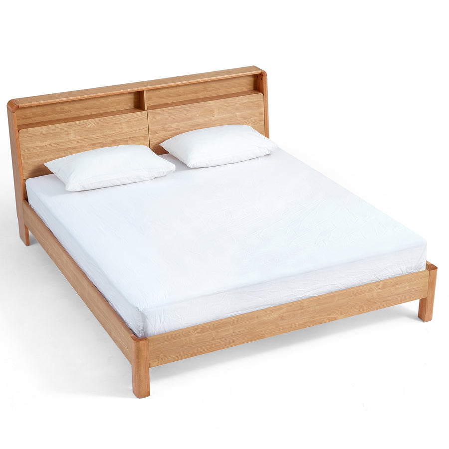 JULIOH Natural Oak Storage Queen Bed
