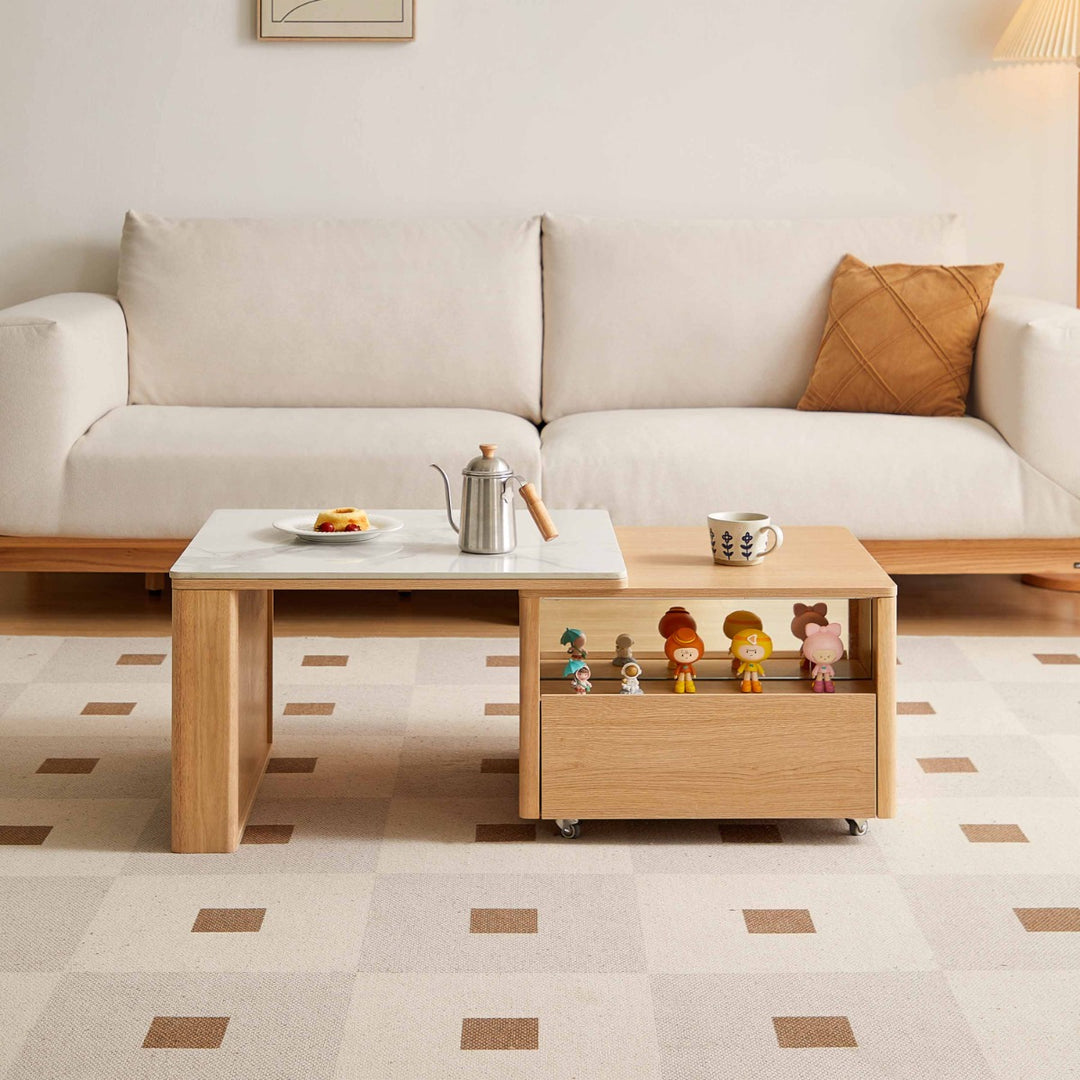 SRILANKA Extendable Wood & Stone Coffee Table