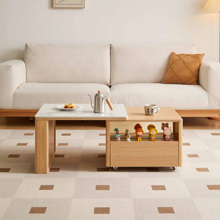 SRILANKA Extendable Wood & Stone Coffee Table