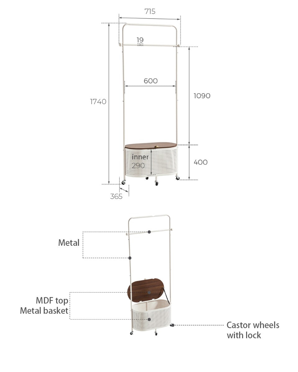 LINN Industrial Rolling Laundry Rack