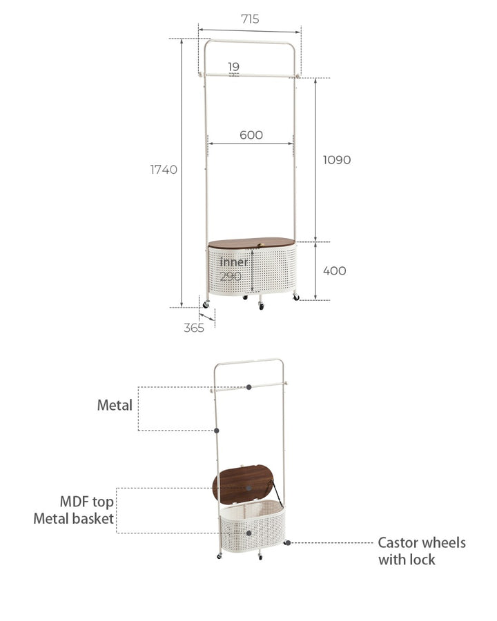 LINN Industrial Rolling Laundry Rack