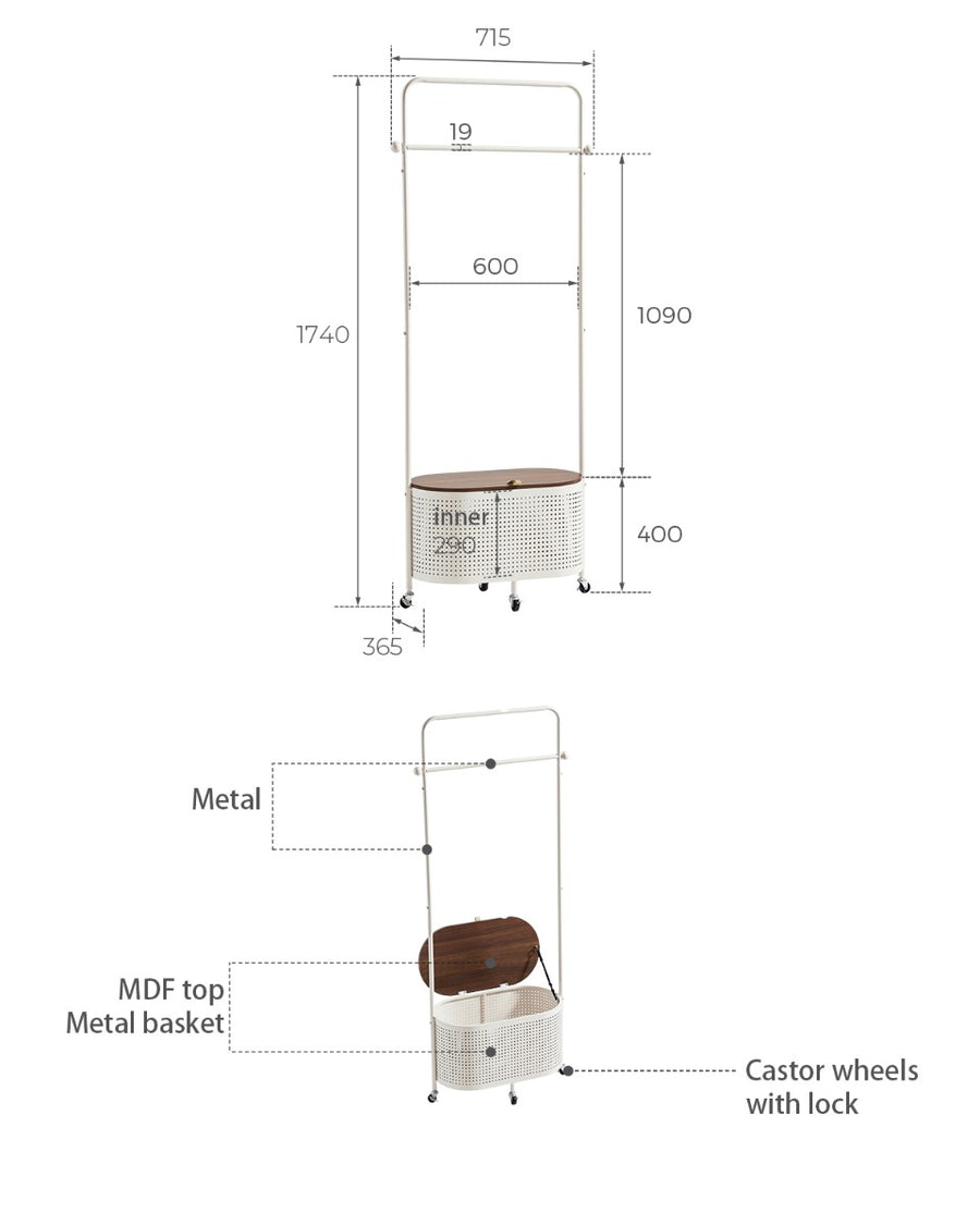 LINN Industrial Rolling Laundry Rack