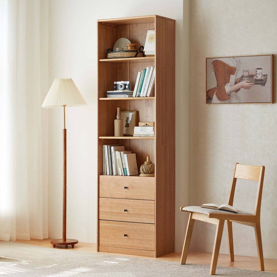 JEANNE 60cm Wood Color Book Shelves with Drawer