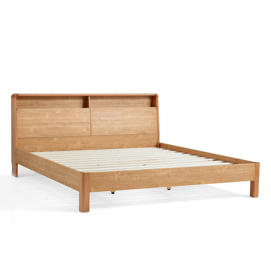 JULIOH Natural Oak Storage Queen Bed