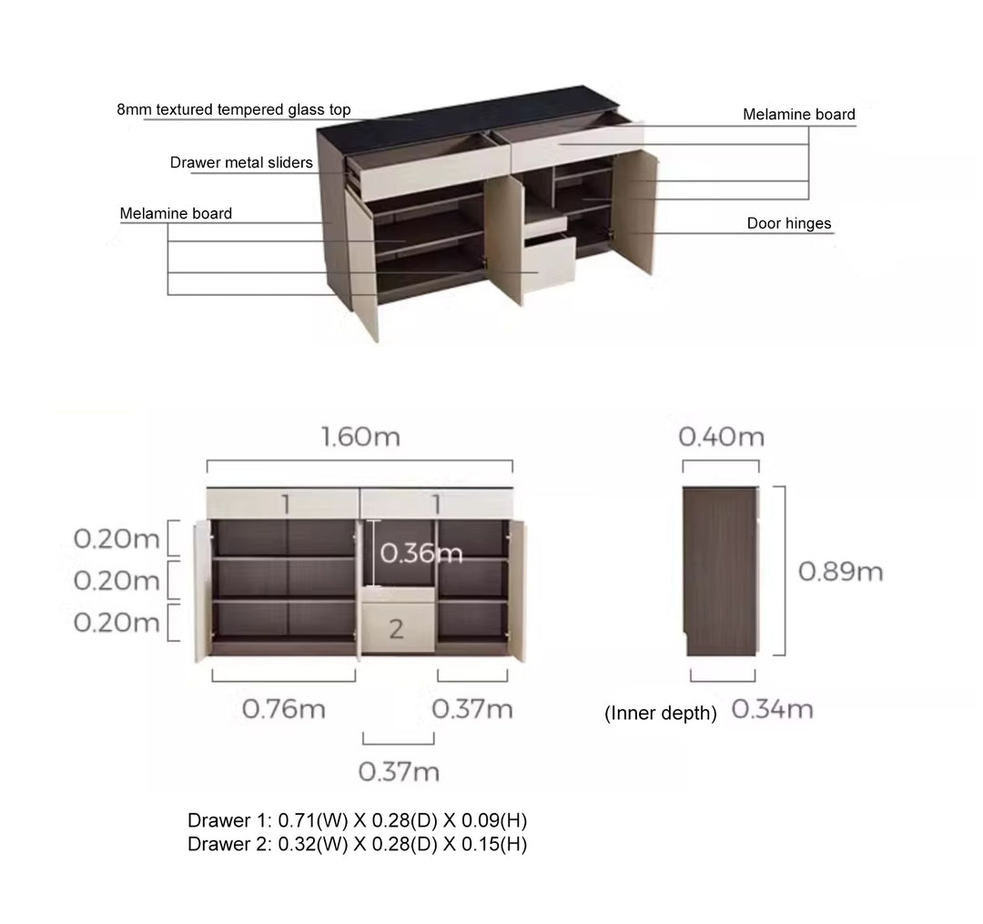 GANU 90cm Coffee Color Dining Sideboard