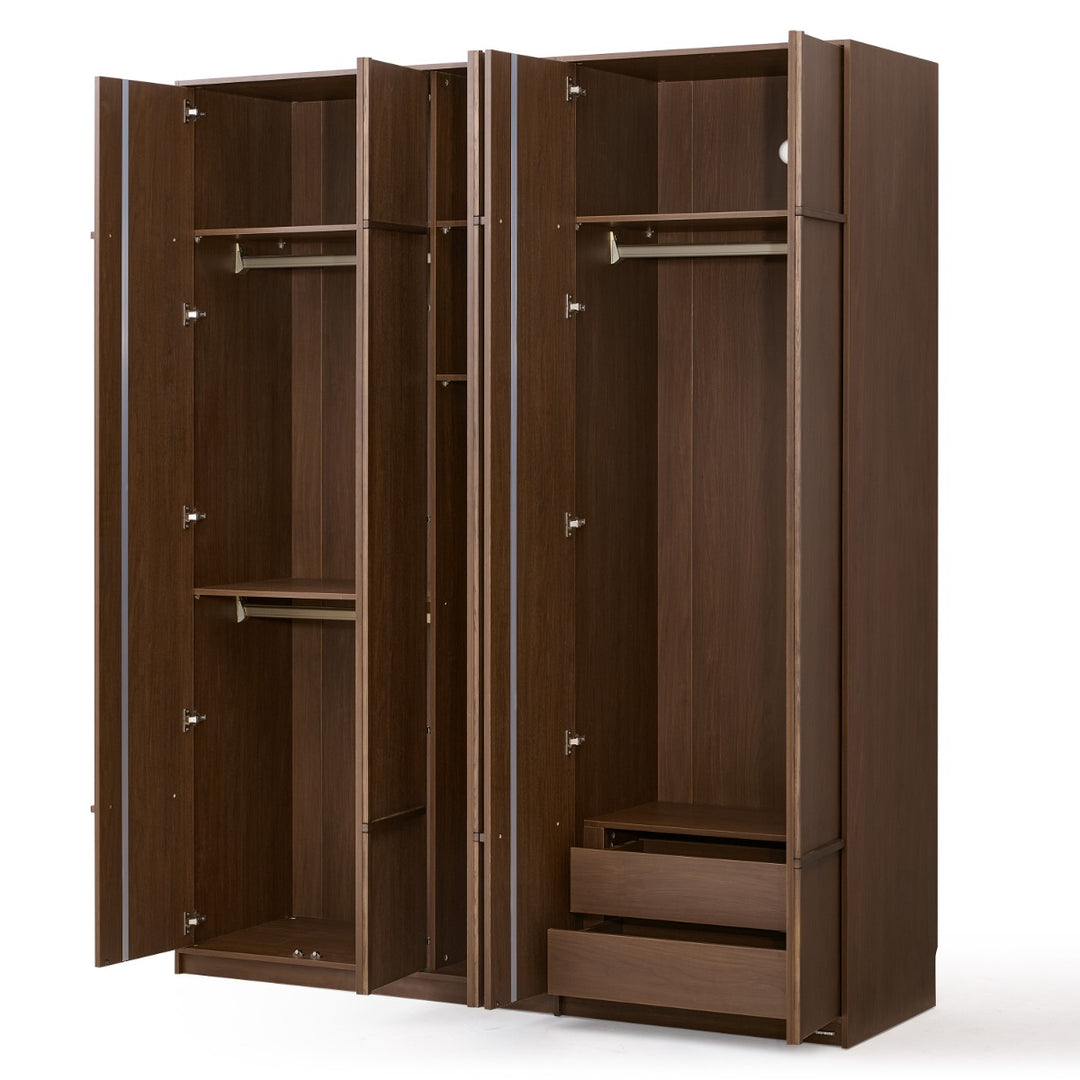KRISTINA 240cm Five Door Walnut Color Wardobe
