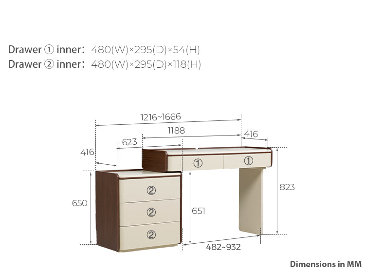 KIERAN Grey 3 Drawer Vanity Table