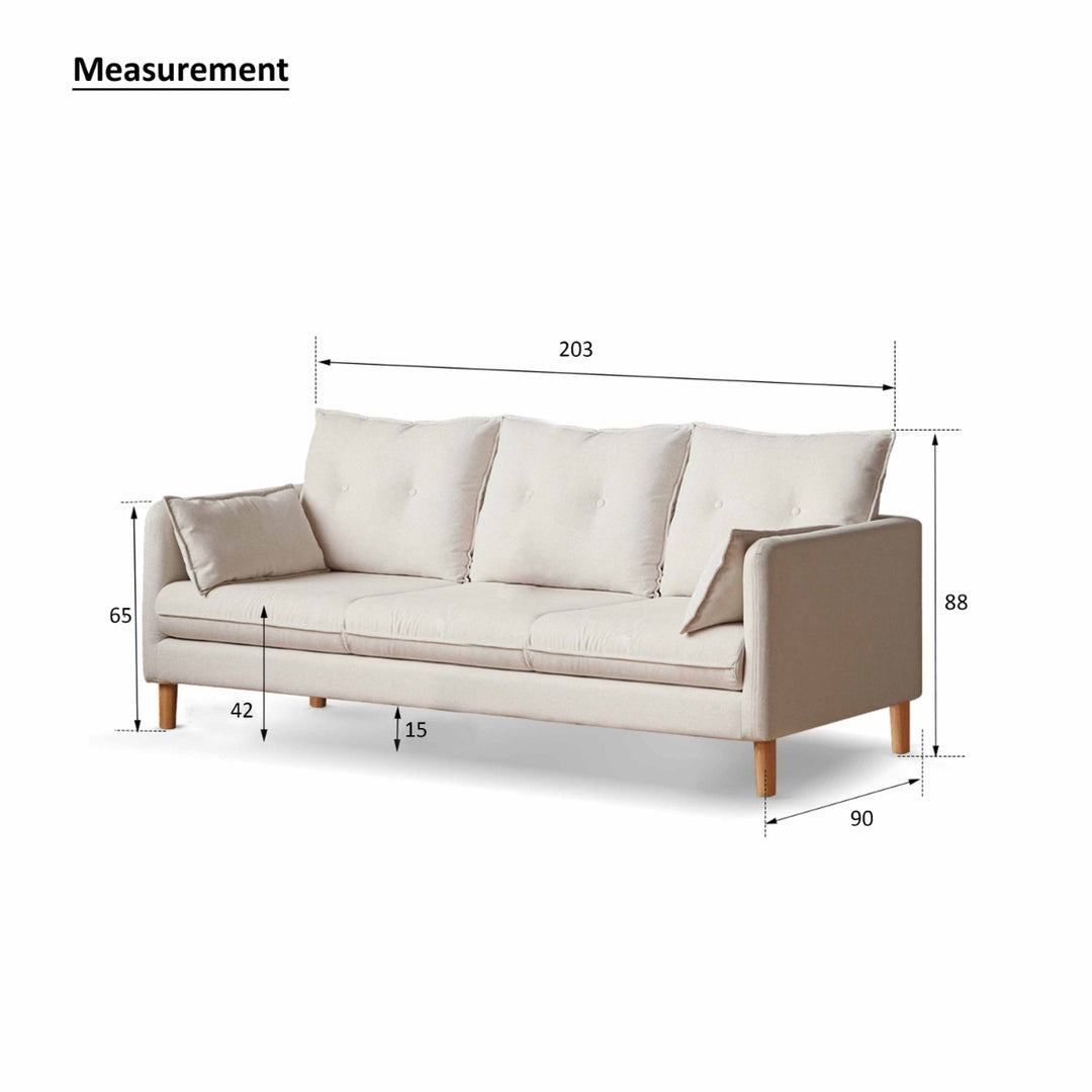BENEDICT White Fabric 3 Seater Sofa