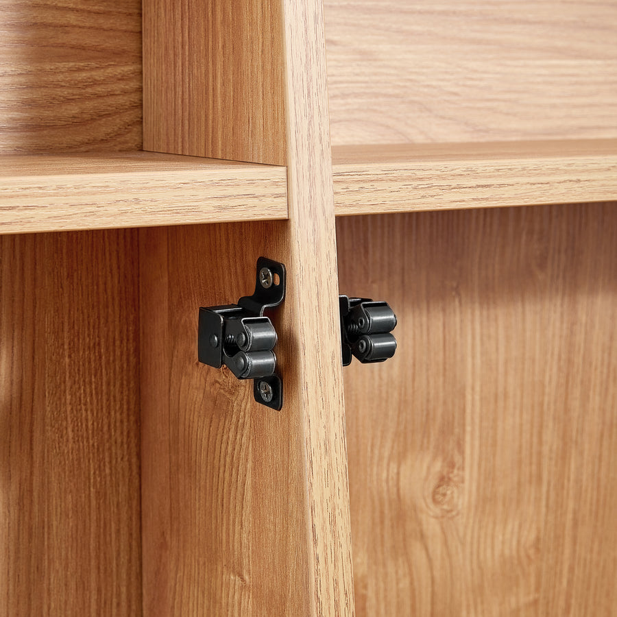 JULIOH Natural Oak Storage Queen Bed