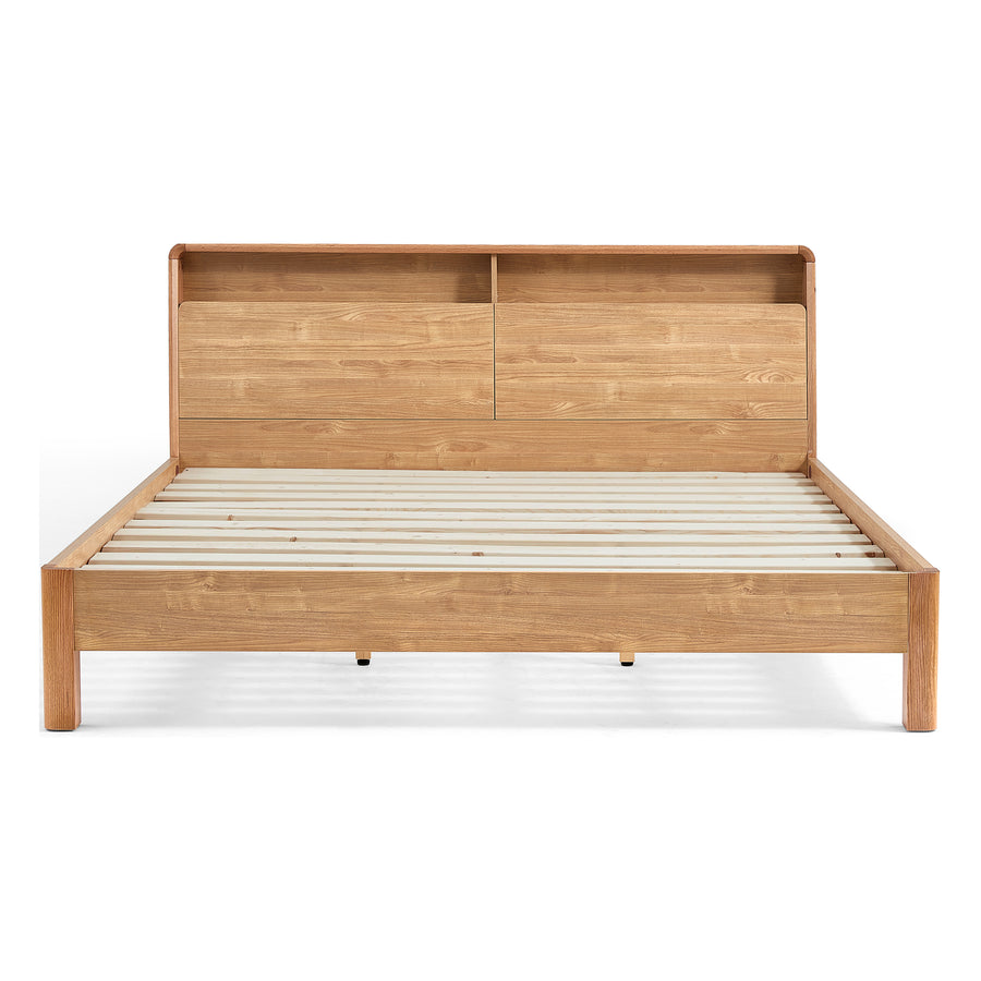 JULIOH Natural Oak Storage Queen Bed