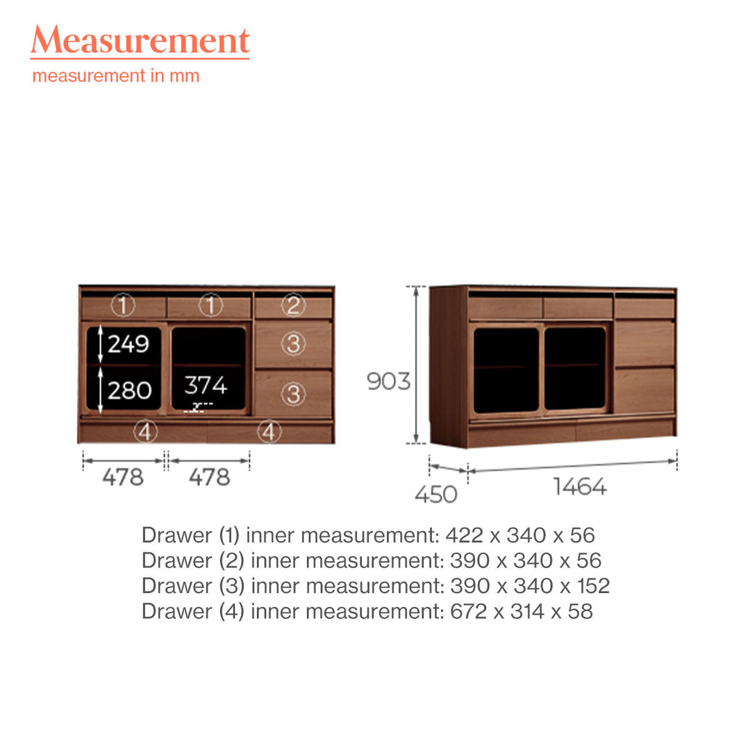 JAZMINE 150cm Low Sideboard