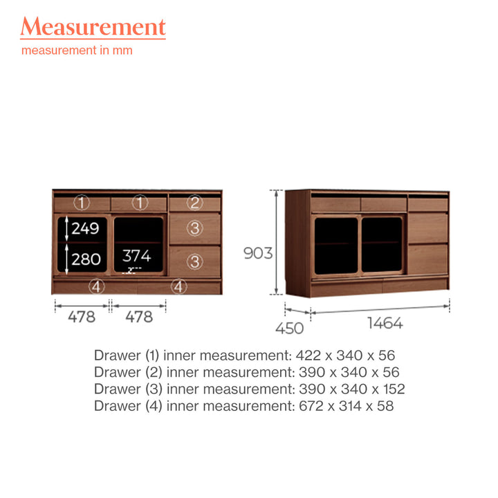 JAZMINE 150cm Low Sideboard