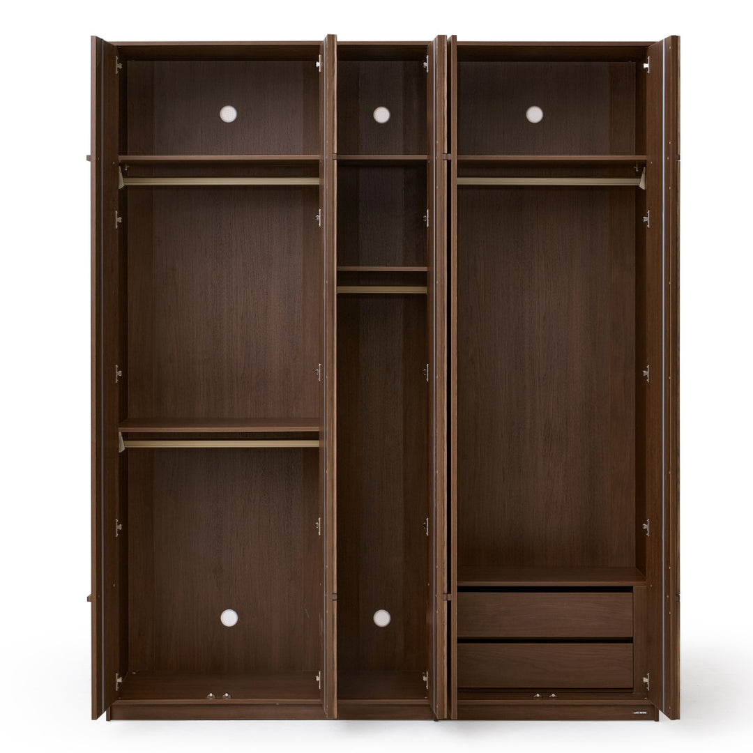 KRISTINA 240cm Five Door Walnut Color Wardobe