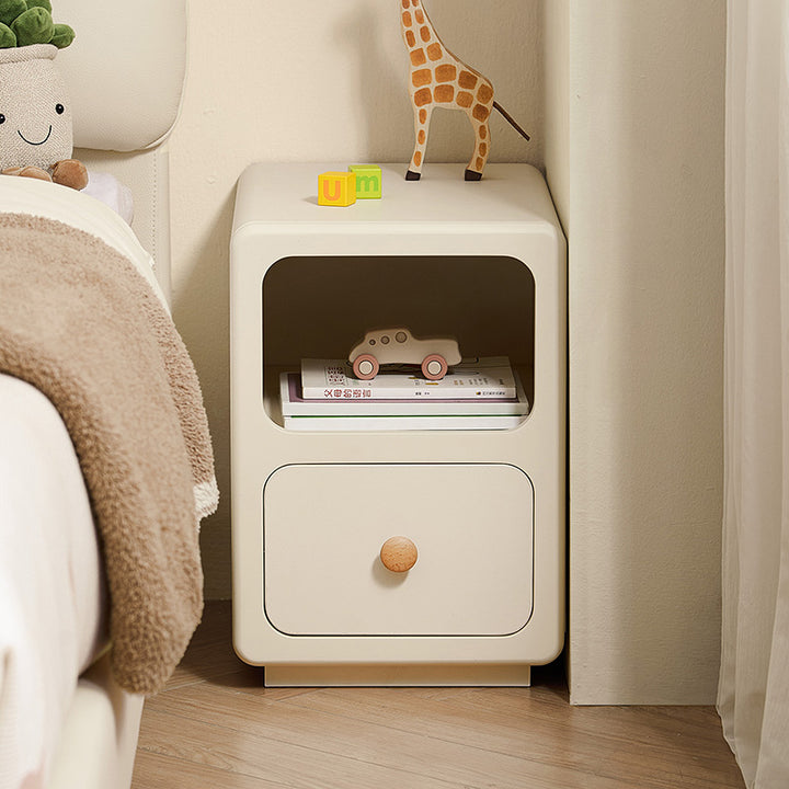 KHALID One Drawer White Narrow Nightstand