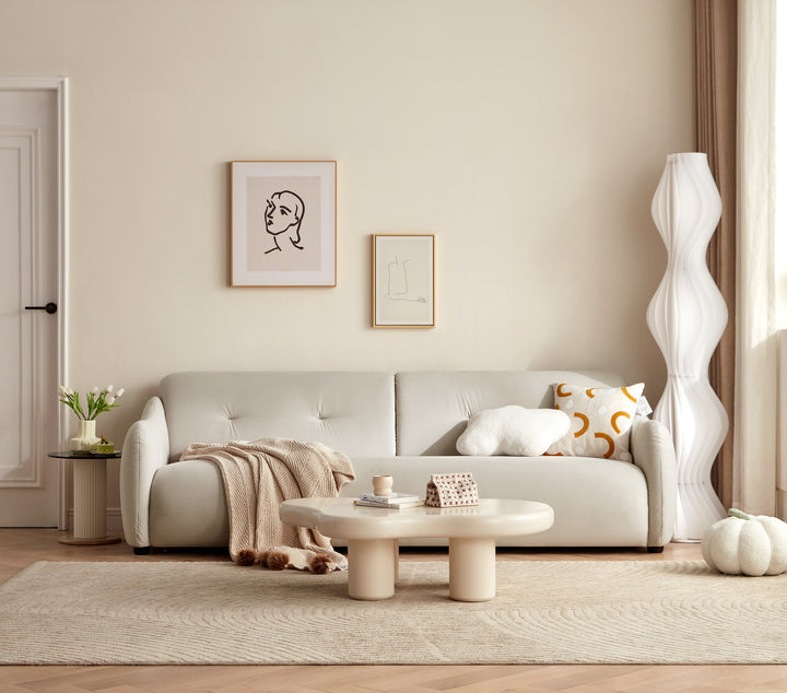 BOSTON 3 Seat Greige Velvet Sofa