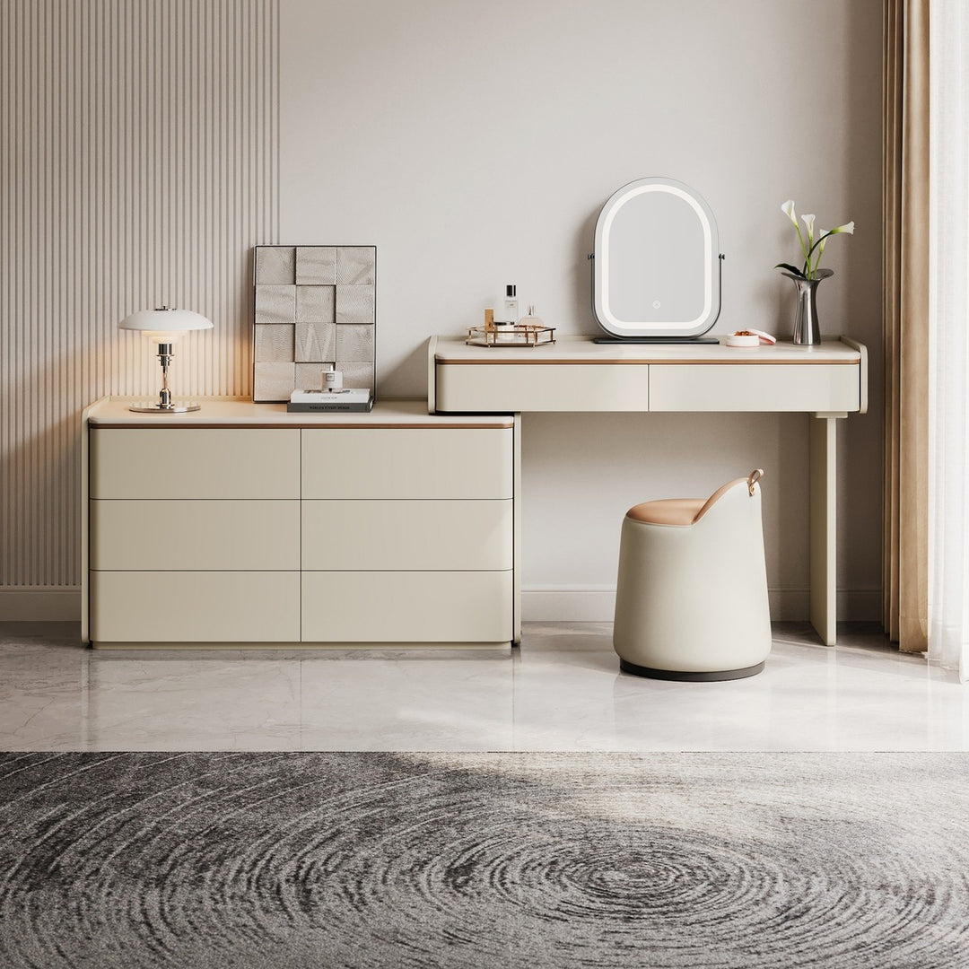 KIERAN Grey 6 Drawer Vanity Table