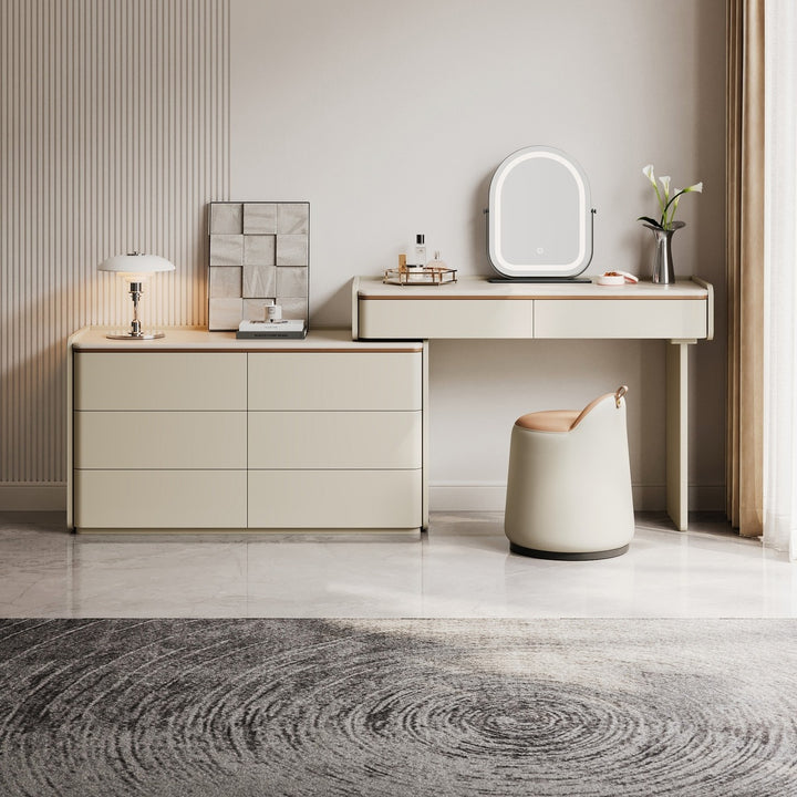 KIERAN Grey 6 Drawer Vanity Table