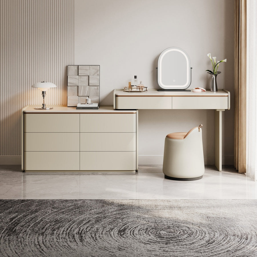KIERAN Grey 6 Drawer Vanity Table