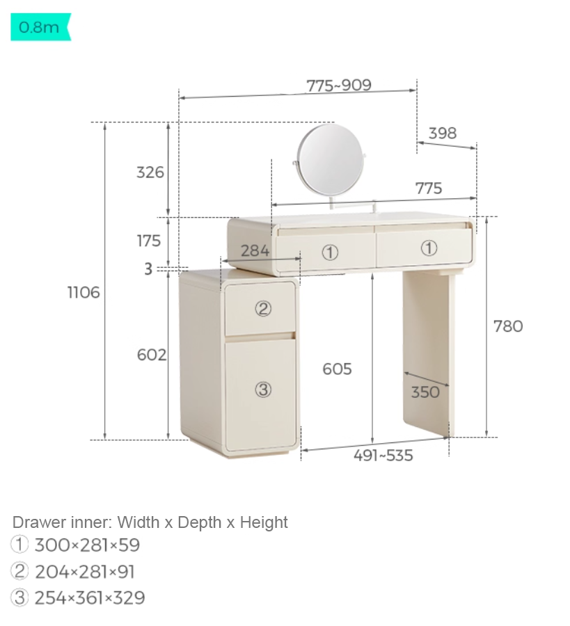 KARTER 80cm White Dresser
