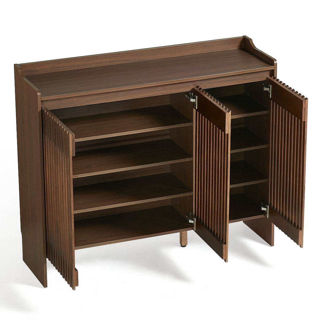 JENSEN Walnut Slatted Shoe Cabinet