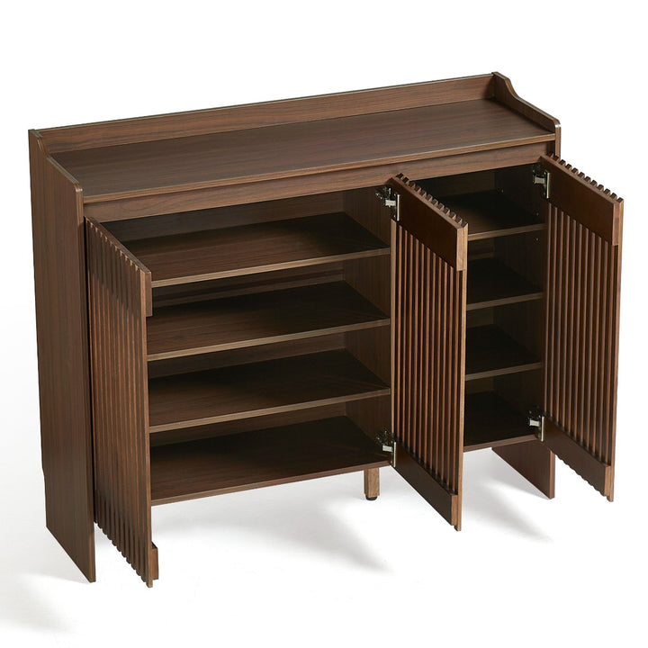 JENSEN Walnut Slatted Shoe Cabinet