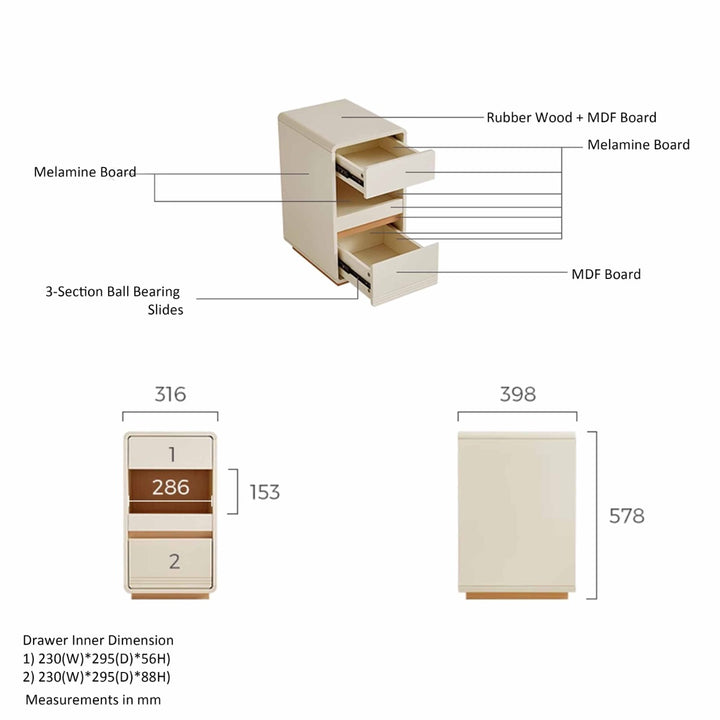 SEVILLE Wood Color Narrow Nightstand
