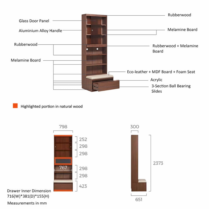PERLIS Bookshelf with Drawer
