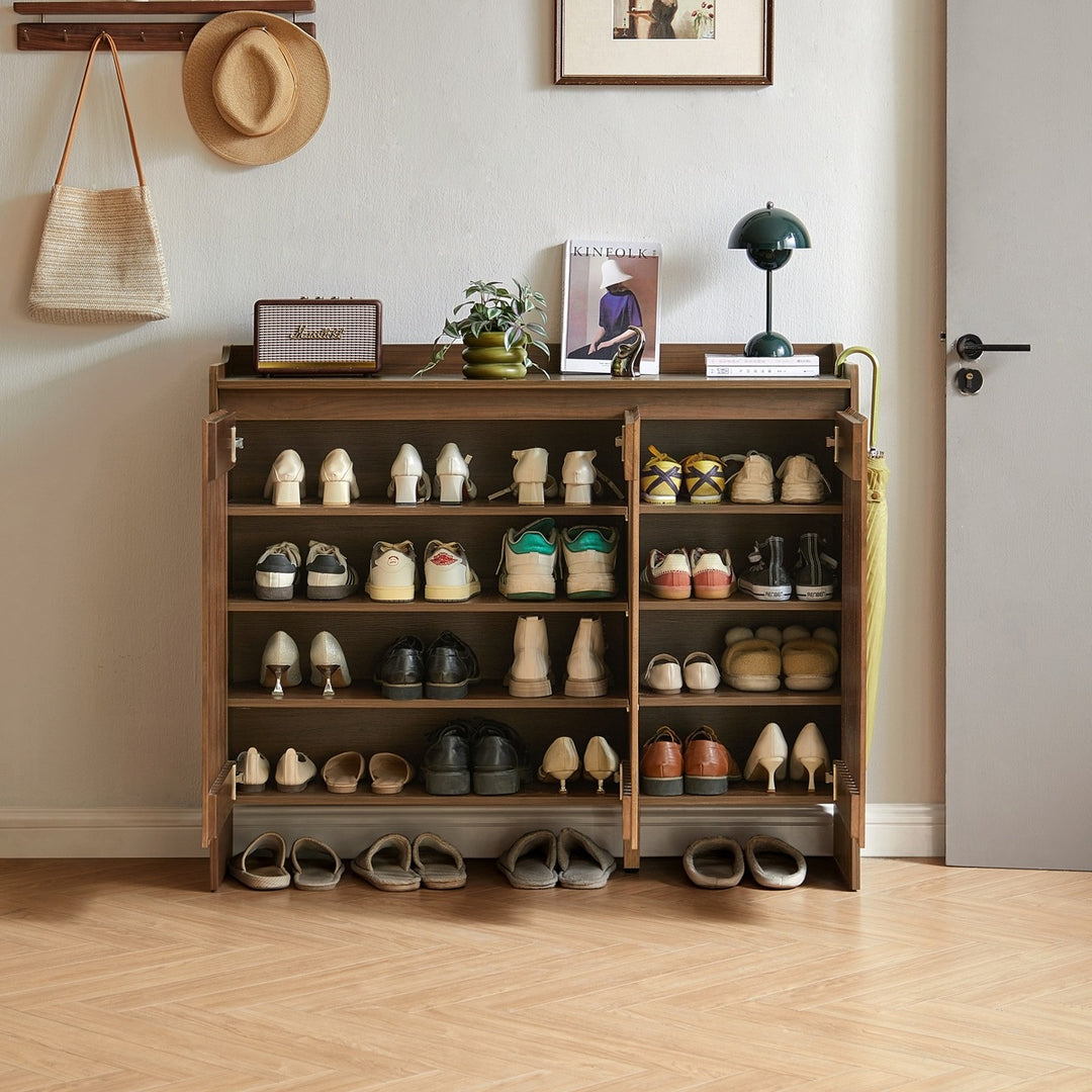 JENSEN Walnut Slatted Shoe Cabinet