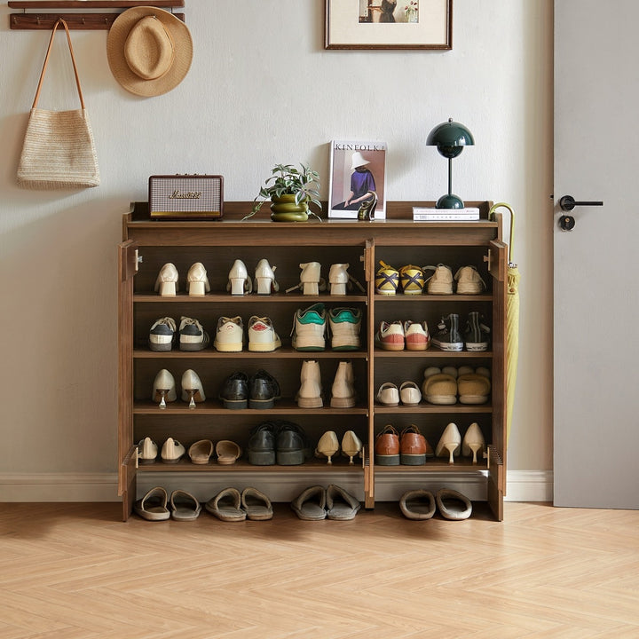 JENSEN Walnut Slatted Shoe Cabinet