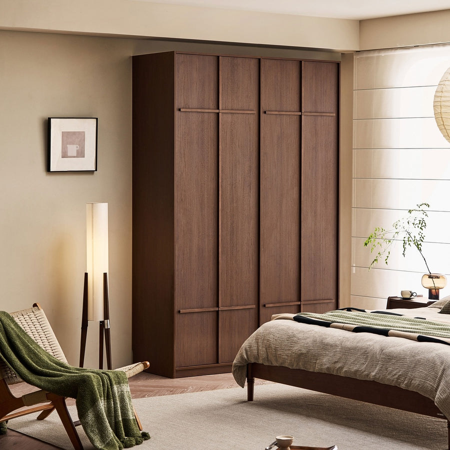 KRISTINA 240cm Four Door Walnut Color Wardobe