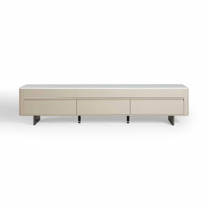 VEYRON Modern Pearl White TV Stand with 3 Drawers