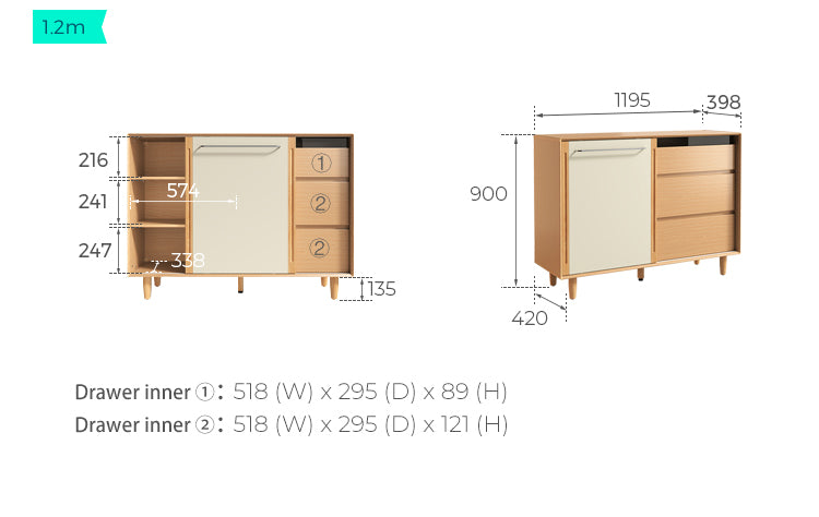 JONATHAN 120cm Low Sideboard