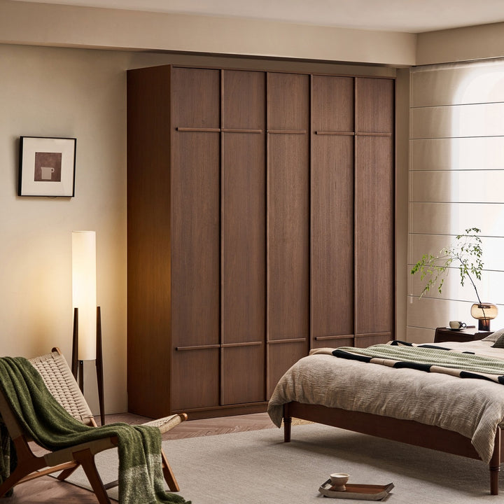 KRISTINA 240cm Five Door Walnut Color Wardobe