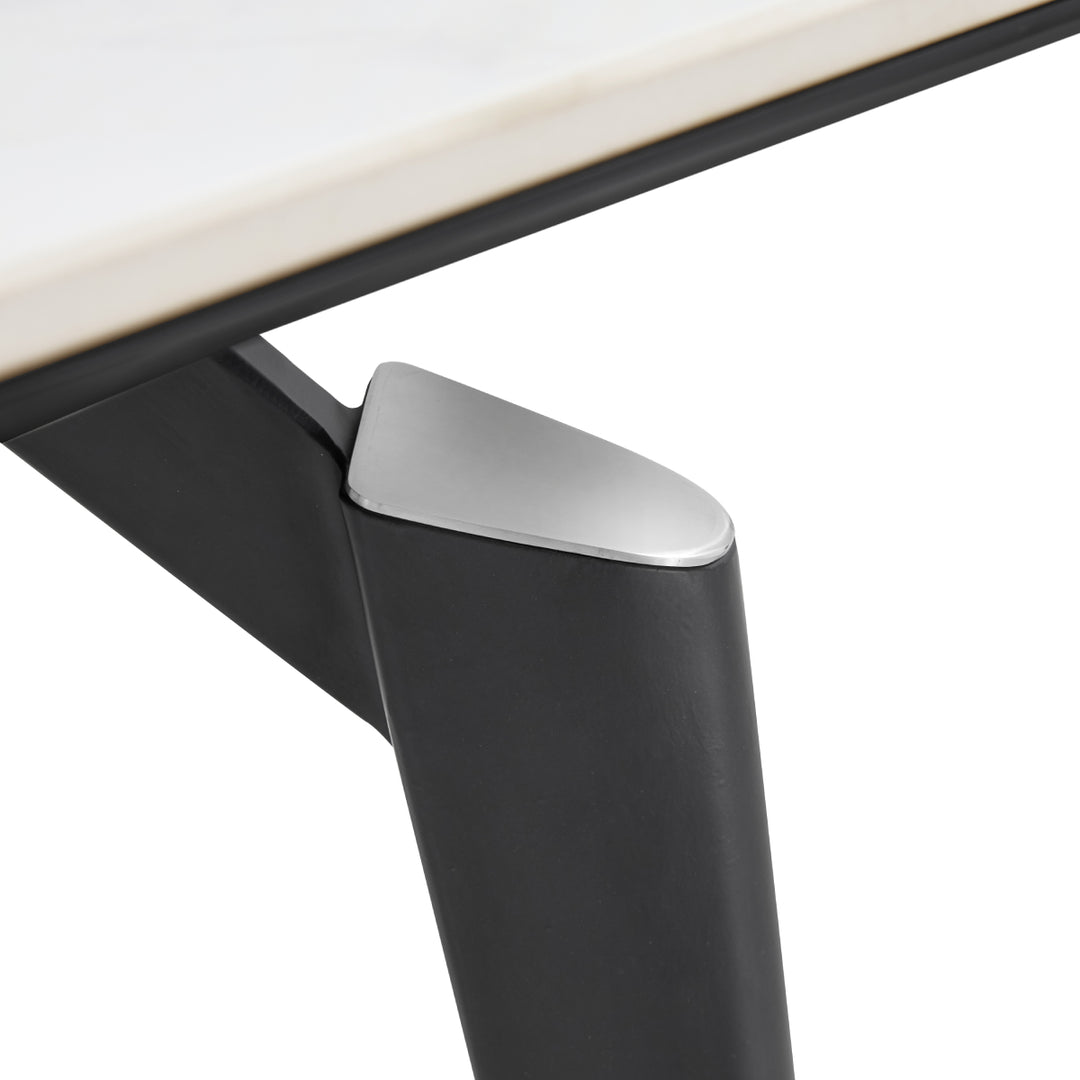 GEORGINA 140cm Black And White Slate Dining Table