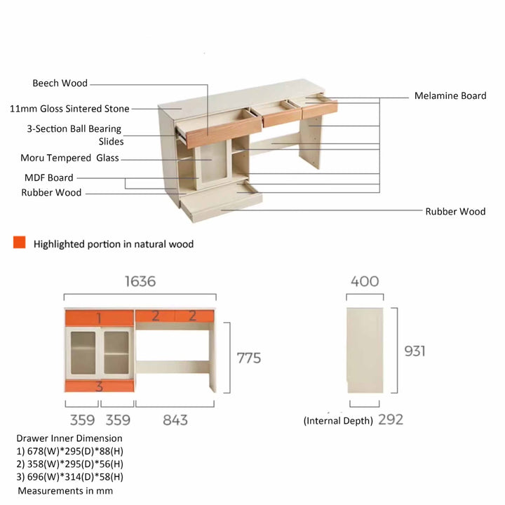 OSSA 160cm Dining Sideboard Low Cabinet