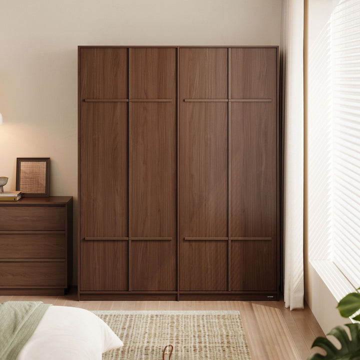 KRISTINA 200cm Four Door Walnut Color Wardobe