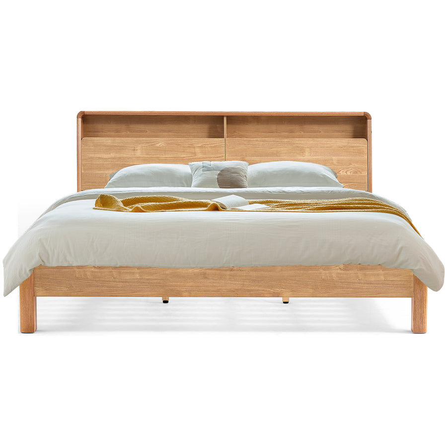 JULIOH Natural Oak Storage Queen Bed