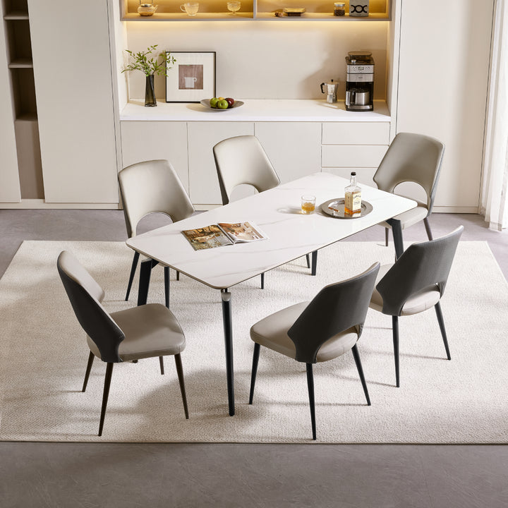 GEORGINA 140cm Black And White Slate Dining Table