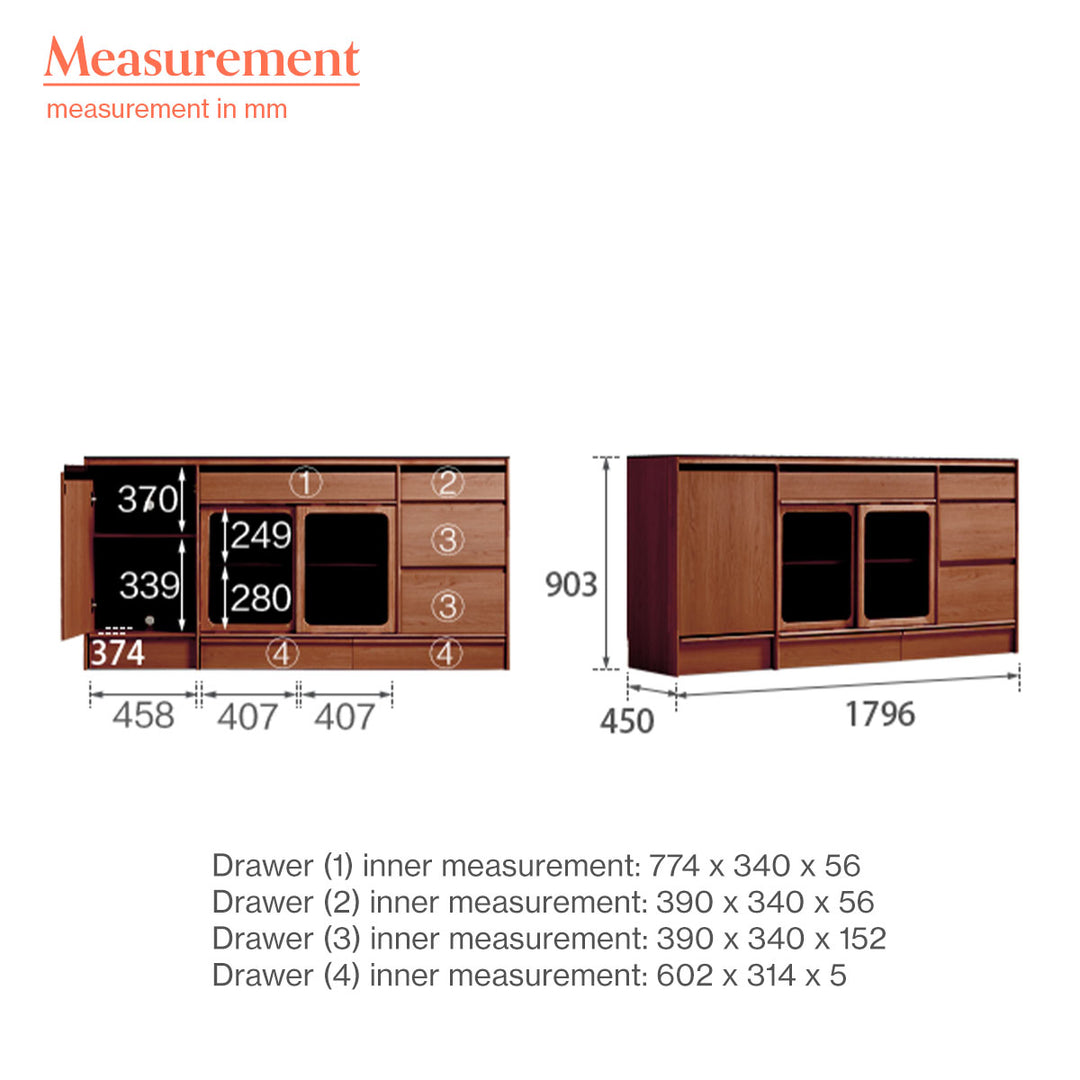 JAZMINE 180cm Low Sideboard