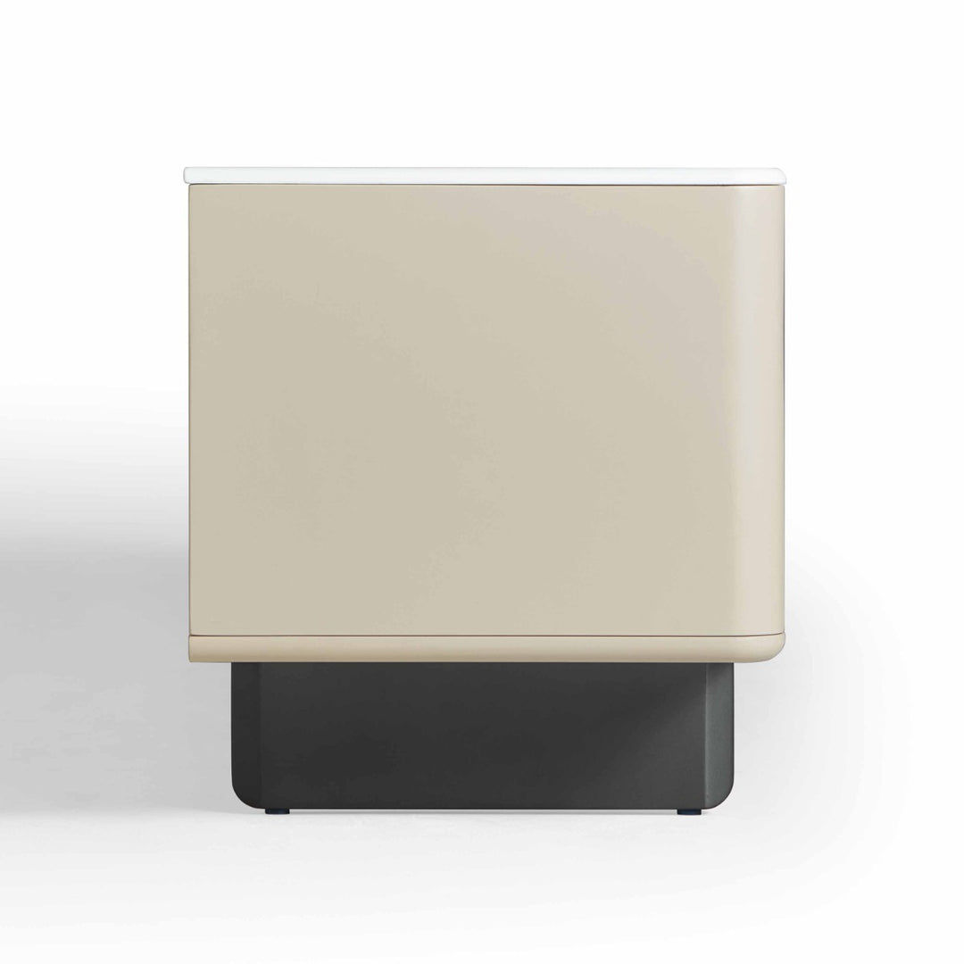 VEYRON Modern Pearl White TV Stand with 3 Drawers